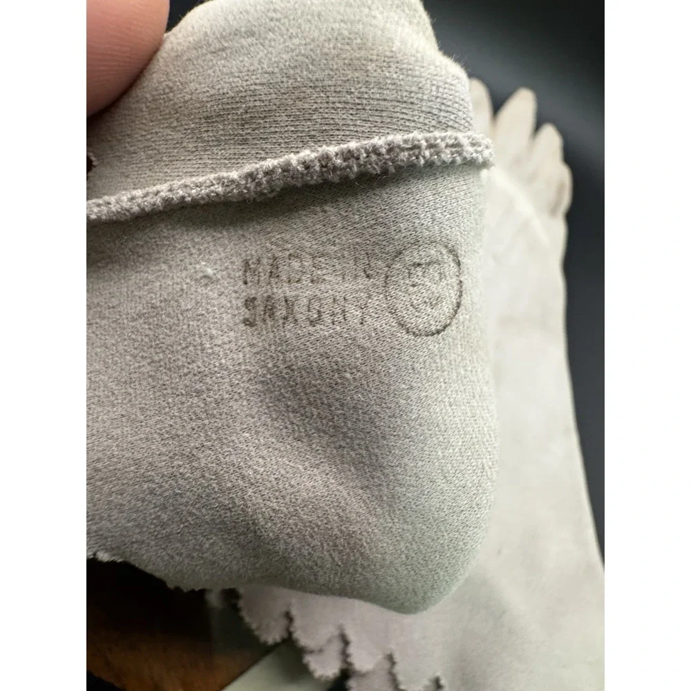 Vintage Van Raatle Suede Gloves - White Size 8 Made‎ In Saxony
